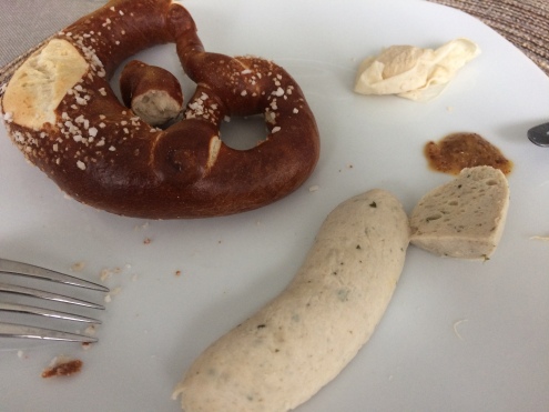 White sausage and pretzel - typical breakfast